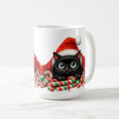 かわいい 黒 子猫 キャンディケーン と 帽子 コーヒーマグカップ (正面右)