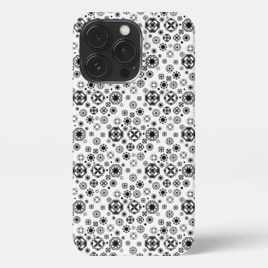 かわいい 黒 白 アラベスク 装飾 パターン iPhoneケース (裏面)