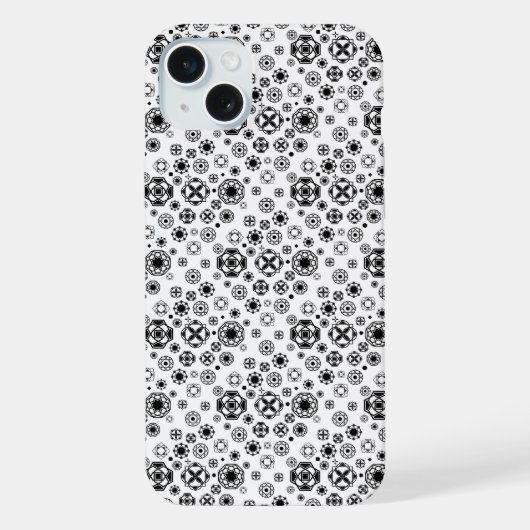 かわいい 黒 白 アラベスク 装飾 パターン iPhoneケース (裏面)