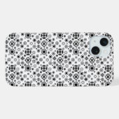 かわいい 黒 白 アラベスク 装飾 パターン iPhoneケース (裏面横)