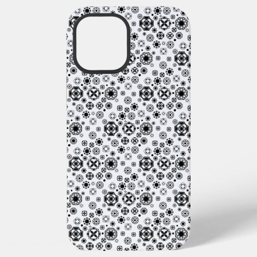 かわいい 黒 白 アラベスク 装飾 パターン iPhoneケース (裏面)