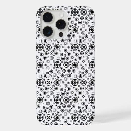 かわいい 黒 白 アラベスク 装飾 パターン iPhoneケース (裏面)