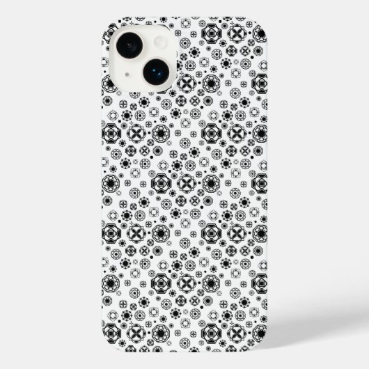 かわいい 黒 白 アラベスク 装飾 パターン iPhoneケース (裏面)