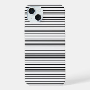 かわいい 黒 白 ストライプ iPhone 15 PLUSケース