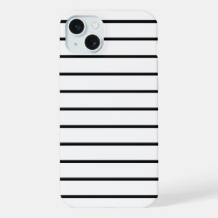 かわいい 黒 白 ストライプ iPhone 15 PLUSケース