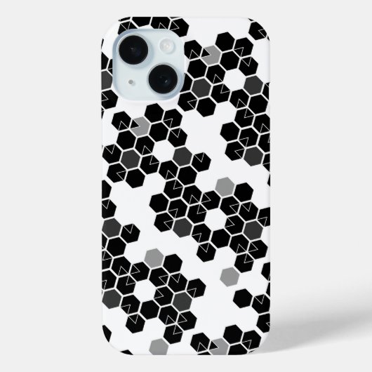かわいい 黒 白 六角 データ パターン Case-Mate iPhoneケース (裏面)