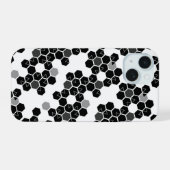 かわいい 黒 白 六角 データ パターン iPhone 15ケース (裏面横)
