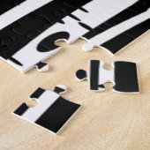 かわいい 黒 白 木 パターン ジグソーパズル (側面)