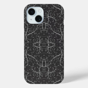 かわいい 黒 白 木 パターン iPhone 15ケース