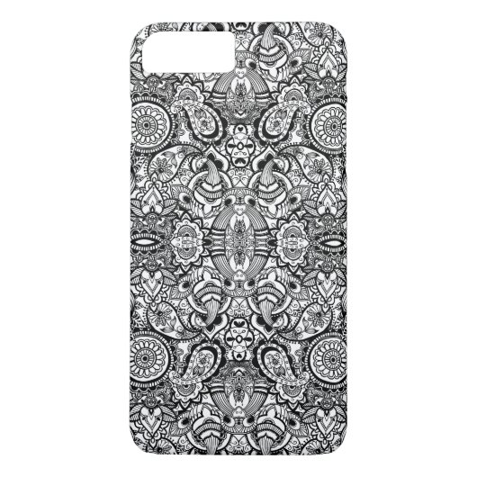 かわいい 黒 白 花 パイズリー Case-Mate iPhoneケース (裏面)