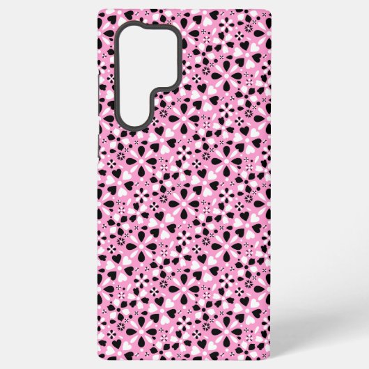 かわいい 黒 白 花 SAMSUNG GALAXYケース (裏面)