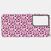 かわいい 黒 白 花 SAMSUNG GALAXYケース (裏面横)