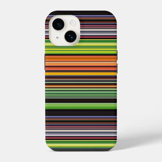 かわいい 黒 色彩 ストライプ iPhoneケース (裏面)