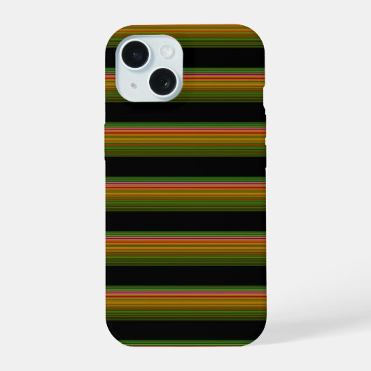 かわいい 黒 色柄 ストライプ iPhone 15ケース (裏面)