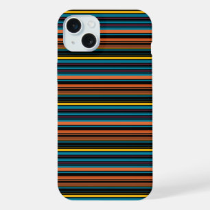 かわいい 黒 青 ストライプ iPhone 15 PLUSケース