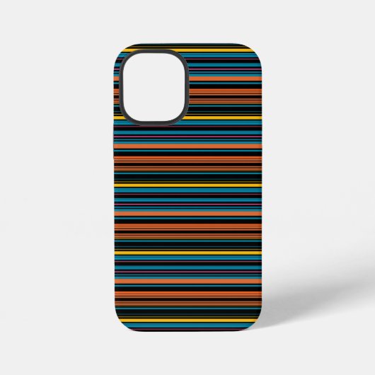 かわいい 黒 青 ストライプ iPhoneケース (裏面)