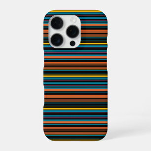 かわいい 黒 青 ストライプ iPhone 16 PROケース
