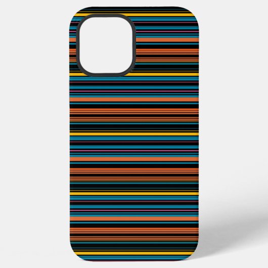 かわいい 黒 青 ストライプ iPhoneケース (裏面)