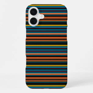 かわいい 黒 青 ストライプ iPhone 16 PLUSケース