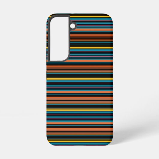 かわいい 黒 青 ストライプ SAMSUNG GALAXYケース (裏面)