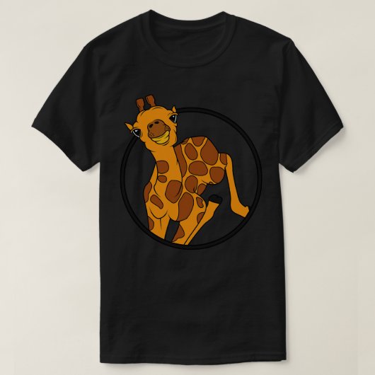 かわいい 2本の角を持つキリン赤ちゃん Tシャツ (デザイン正面)