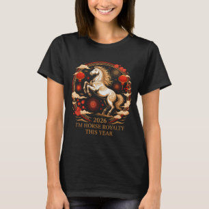 かわいい 2026 年 午年 ロイヤル ゾディアック レディ ラッキー 馬 Tシャツ