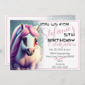 かわいい 3D スピリット ポニー 2 誕生日 招待状 (正面/裏面)