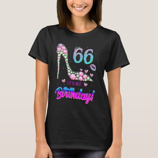 かわいい 66歳 私の66歳の誕生日パーティー Tシャツ (正面)
