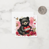 かわいい Be Mine クマの子どもの教室バレンタイン ノートカード (正面/裏面インサイチュ)