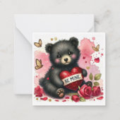 かわいい Be Mine クマの子教室バレンタイン ノートカード (正面)