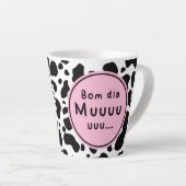 かわいい「Bom Dia Muuuuu」ウシのデザイン カフェラテマグ (右アングル)