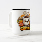 かわいい"But First Coffee"キャラクター ツートーンマグカップ (正面左)
