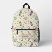 かわいい crayon 文房具  プリントバックパック (正面)