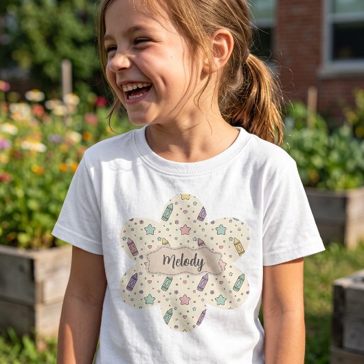 かわいい crayon 文房具 tシャツ