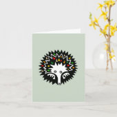 かわいい – ECHIDNA – 動物グラフィック – オーストラリア – 緑 カード (黄色い花)