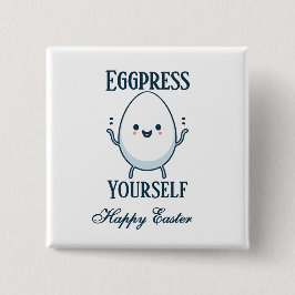 かわいい"Eggpress Yourself"イースターパン 缶バッジ