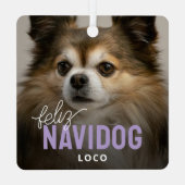 かわいい Feliz Navidog ペットの写真 クリスマス メタルオーナメント (裏面)