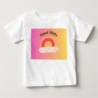 かわいい"Good Vibes"レインボーベビーTシャツ ベビーTシャツ
