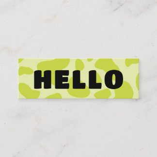 かわいい HELLO 牛柄 ブラックセージとライムグリーン スキニー名刺