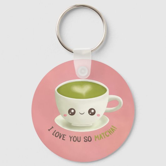 かわいい I Love You So Matcha パン キーホルダー (正面)