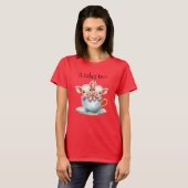 かわいい「It Takes Two」ティーカップの双子子豚 Tシャツ (正面フル)