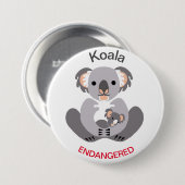 かわいい – KOALA – 絶滅危惧動物グラフィック –  缶バッジ (正面&裏面)