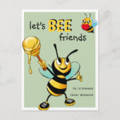 かわいい「LET BEE FRIENDS」教室バレンタイン シーズンポストカード (正面)
