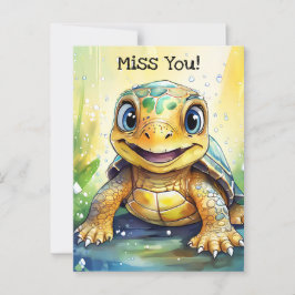 かわいい"Miss You"カメのテーマ ポストカード