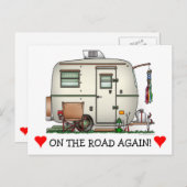 かわいい RV ヴィンテージ ガラス エッグ キャンパー トラベル トレーラー ポストカード (正面/裏面)