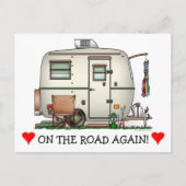 かわいい RV ヴィンテージ ガラス エッグ キャンパー トラベル トレーラー ポストカード (正面)