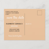 かわいい Save the Date ピンクの吹き出し写真オーバーレイ 案内ポストカード (裏面)