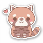 かわいい shy レッサーパンダ シール (正面)