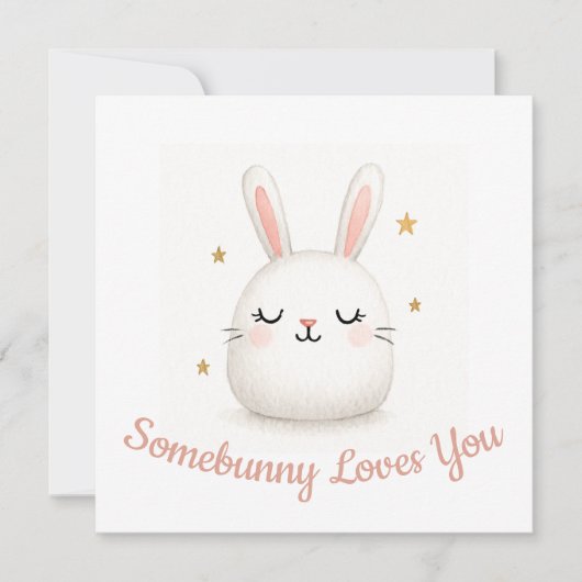 かわいい「Somebunny Loves You」カスタマイズウサギ シーズンカード (正面)