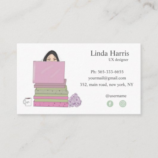 かわいい， UXデザイナー，グラフィックデザイナー 名刺 (正面)